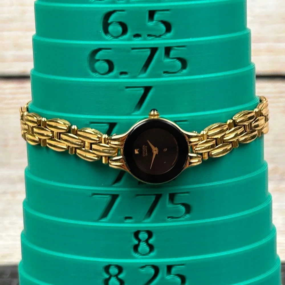 Citizen Quartz Womens Gold Tone Black Dial Dress Watch 3220-S61588 Japan Movt‎